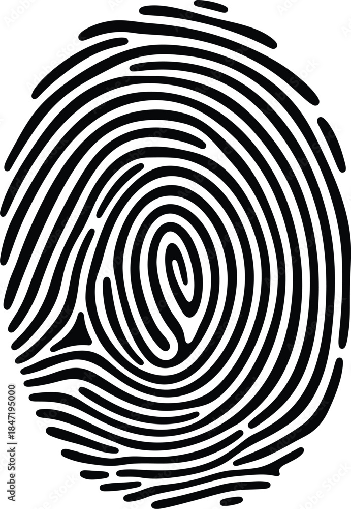 Fototapeta premium Detailed Fingerprint Silhouette Icon for Biometric Identity & Security Systems