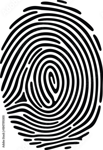 Detailed Fingerprint Silhouette Icon for Biometric Identity & Security Systems