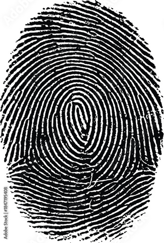 Black Fingerprint Silhouette for Biometric Identification & Security Concept