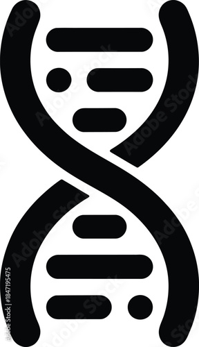 Abstract DNA Double Helix Silhouette Icon for Genetics & Molecular Science