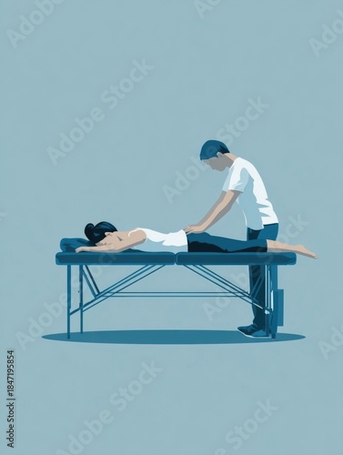 Fisioterapeuta con un paciente aliviando, dolores musculares