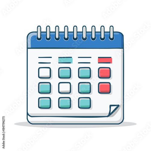 Calendar illustration showing schedule of events and to do list for planning