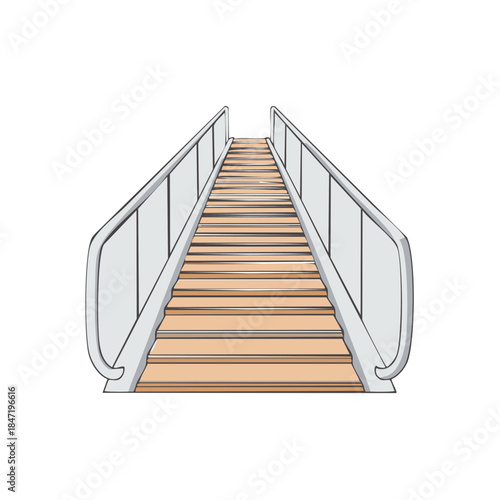 Illustration of a Long Escalator Perspective View