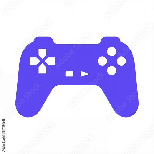 Video game controller design in simple black shape in color: soft blue bright