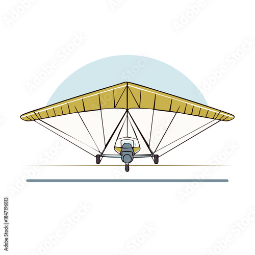 Illustration of a hang glider featuring minimalist design suitable for recreational flyers and general aviation enthusiasts or educational use
