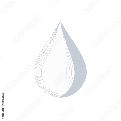 Stylized water drop in a hand drawn, sketch style, ideal for nature, purity, or environmental awareness themed projects