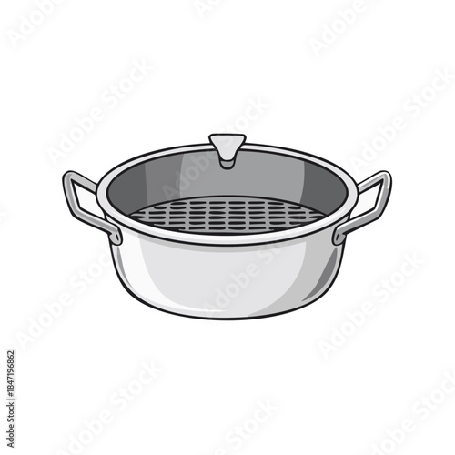Stainless steel stockpot with basket for steaming vegetables and cooking stock with lid