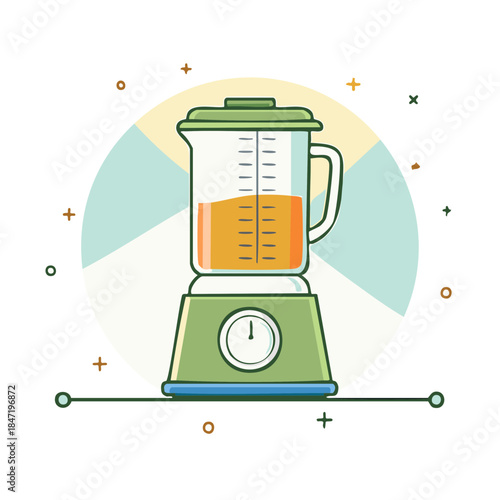 Green Electric Blender with Juice on Neutral Background Cooking Appliance Kitchen Equipment Icon