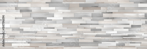 Staggered pale strips assemble into sleek linear wall with subtle variation.