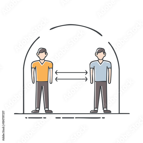 Social Distancing Diagram Illustrating Safety During Pandemic Prevention Strategy
