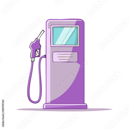 Cartoon Gas Pump Illustration: Service Station Energy Fuel Transportation Petrol Industry Vehicle Supply Filling up