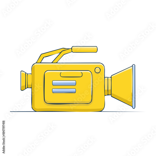 Yellow Videocamera Drawing Illustration Filming Device Movie Making Tool