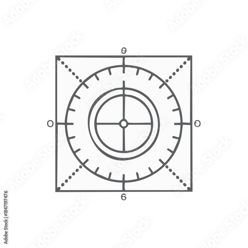 Abstract geometric target illustration with circle and square shapes in minimalistic graphic design