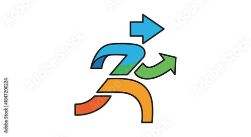Free Download abstract running person with colorful arrows icon symbolizing progress career growth and direction choice for business leadership design - GFXLoad