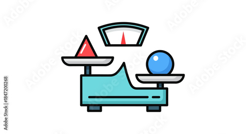 balance scale with triangle and sphere icons flat vector illustration for comparison decision making pros and cons concepts