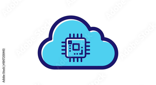 cloud computing chip icon representing ai infrastructure and data processing technology ideal logo or banner element for devops services