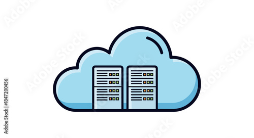 cloud computing server icon illustrating data storage and hosting infrastructure in a simple flat style ideal for web app ui design