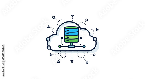 cloud database server icon illustrating online data storage and network connection concept for web hosting saas and it services