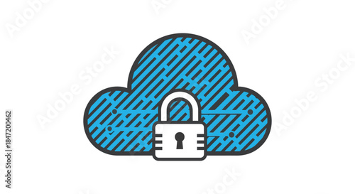 cloud security icon with padlock symbolizing encrypted data protection and cyber privacy for secure storage backup and it compliance