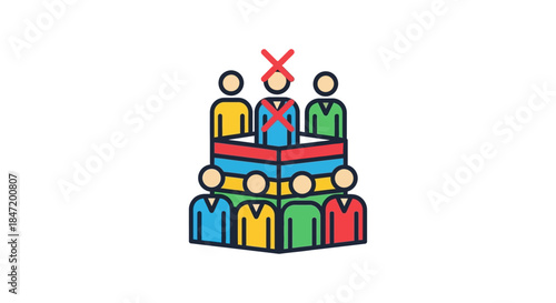 employee fired from team hierarchy business leadership concept illustration with red cross icon perfect for hr and layoff communication