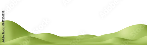 3d grass hills on abstract cartoon background. 3d spring landscape green mountain, field, meadow, forest for game. Park scene. Nature podium isolated. Childish cartoon vector illustration