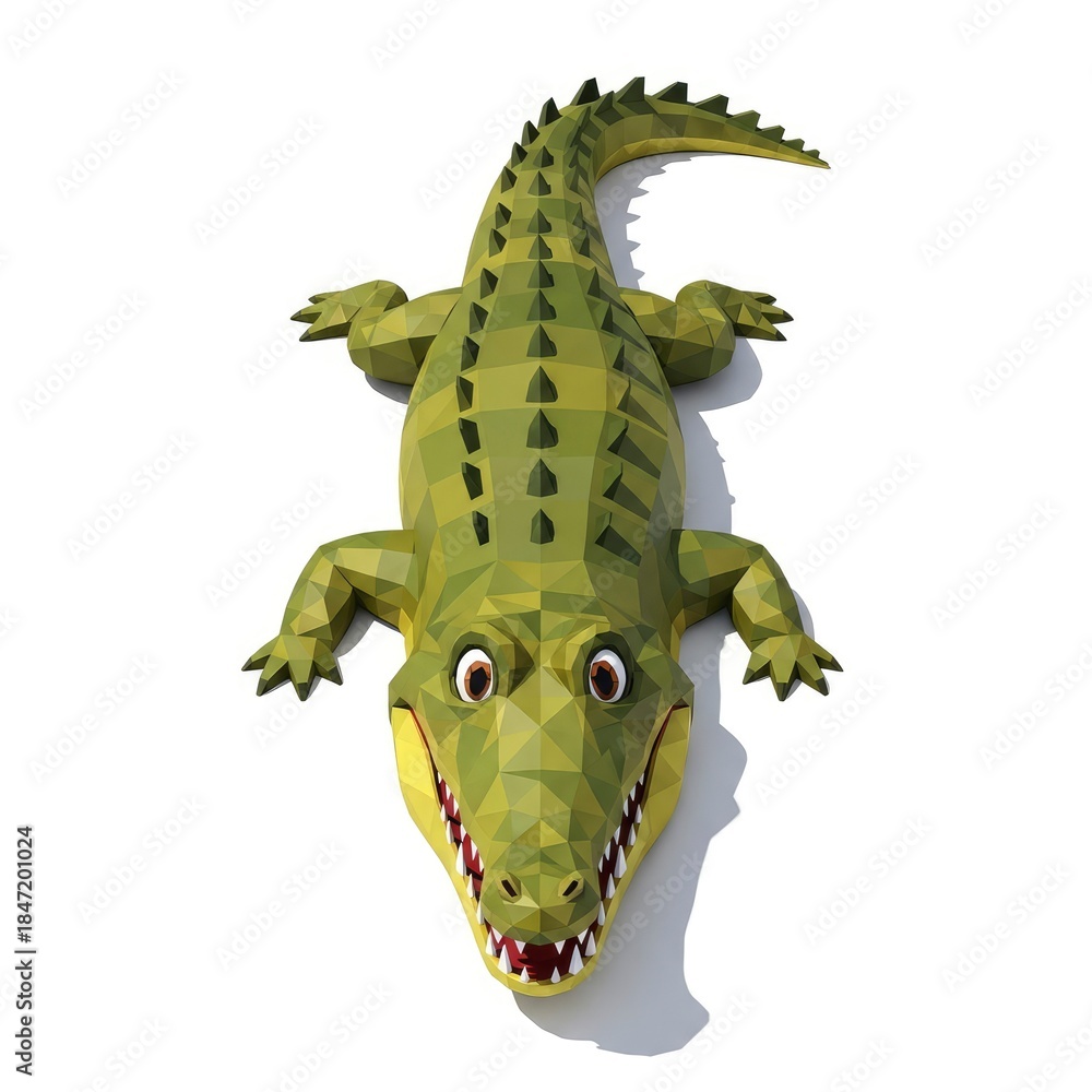 Obraz premium Green inflatable toy crocodile with big eyes isolated on a white background.