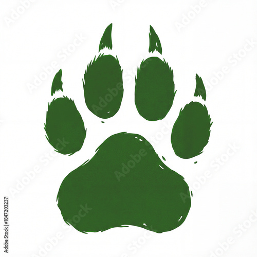 Paw print on a white background showing animal track in color: chartreuse 2
