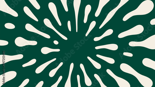Creative abstract radial splash pattern vector background in green and white for artistic poster decoration and modern illustration design