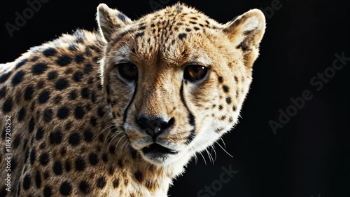 Closeup of a Cheetah's Head with Focused Expression in Natural Wildlife Setting
