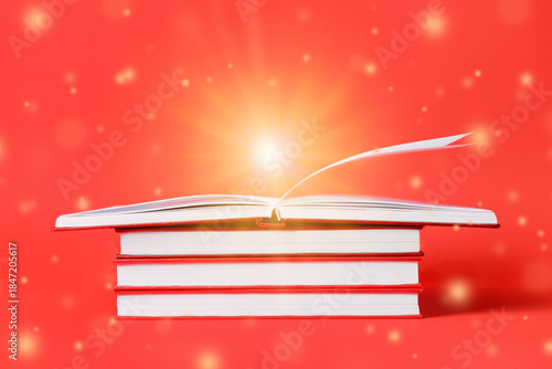 Blank books on color backgr...