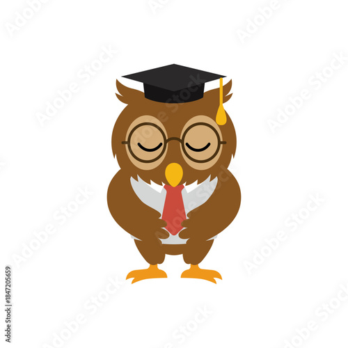 おじぎするフクロウの先生キャラクター