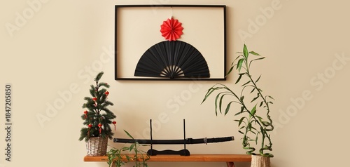 Interior of room with bench...