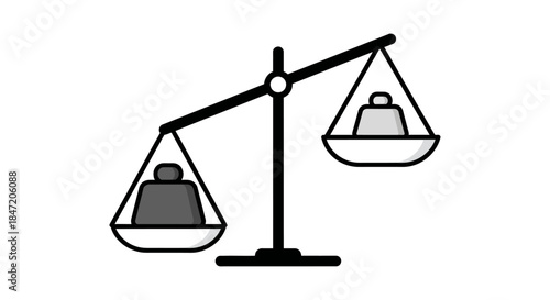 imbalance scale icon with uneven weights on balance beam simple flat vector illustration on white background for fairness and justice concepts