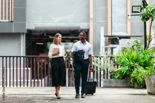 Urban Business Travelers with Luggage