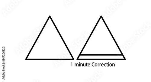 minimal line art triangle geometry icon set with one minute correction concept simple outline shapes for math education design