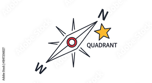 minimalist compass logo with star icon and quadrant text modern navigation direction symbol for brand identity and travel guidance design