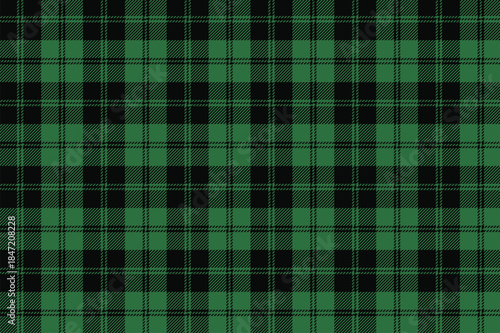 Lumberjack medium-checkered background. Buffalo plaid vector pattern in forest green and black
