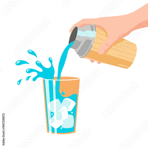 Bartender pouring cocktail from shaker into glass flat illustration for International Bartender Day marketing and social media