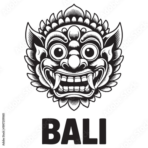 traditional balinese mask illustration inspired by bali culture and folklore art