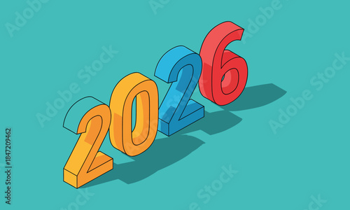 Vibrant 3d 2016 new year number graphic