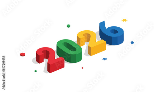 Google logo with colorful 3d letters and floating dots