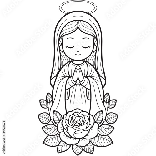 Vector image of Jesus and the Virgin Mary on a white background

