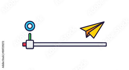 paper airplane launch icon with startup progress bar and toggle switch flat minimal vector illustration for app onboarding screens