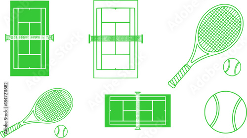 Tennis court icon vector set. Tennis illustration sign collection. Sport symbol or logo.
