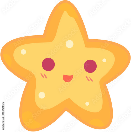 Friendly Yellow Star with Big Smile and Blushing Cheeks Perfect for Fun and Engaging Learning Materials