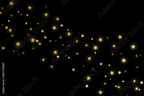 Sparkling Golden Stars on Black Background