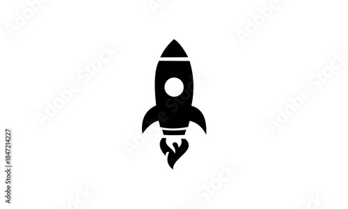 Black Silhouette of a Rocket Ship Launching into Space.