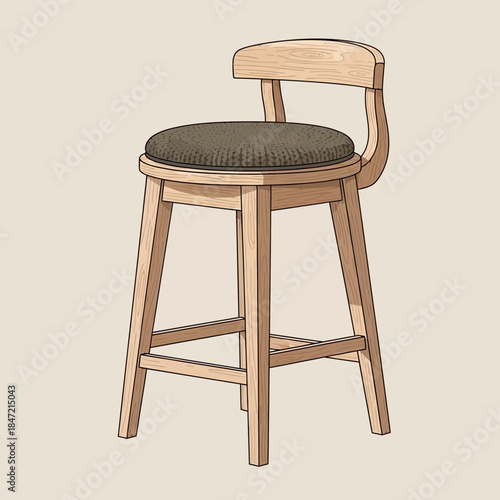 Elegant wooden chair with a cushioned seat and minimalist design suitable for modern interiors