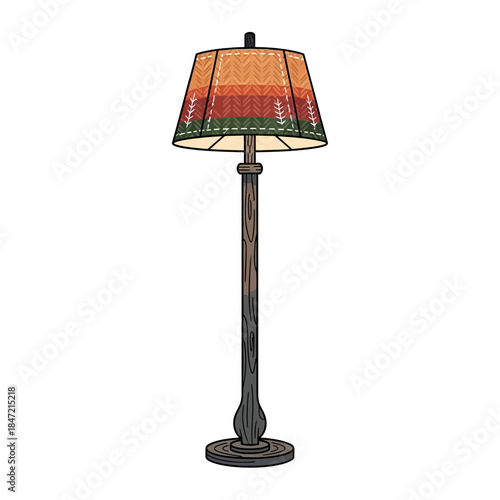 Victorian Style Floor Lamp with Decorative Lampshade and Classic Design