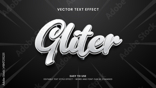 gliter editable text effect 3d vector